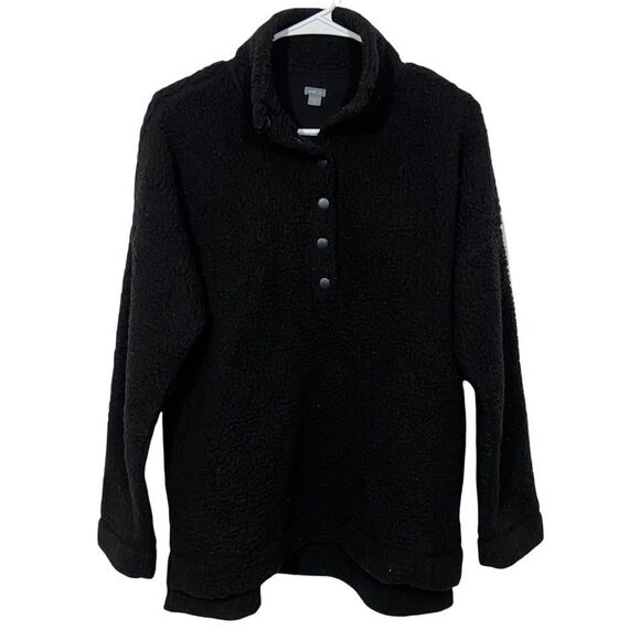 Aerie Black Sherpa Half Button Teddy Bear Jacket - Picture 1 of 3